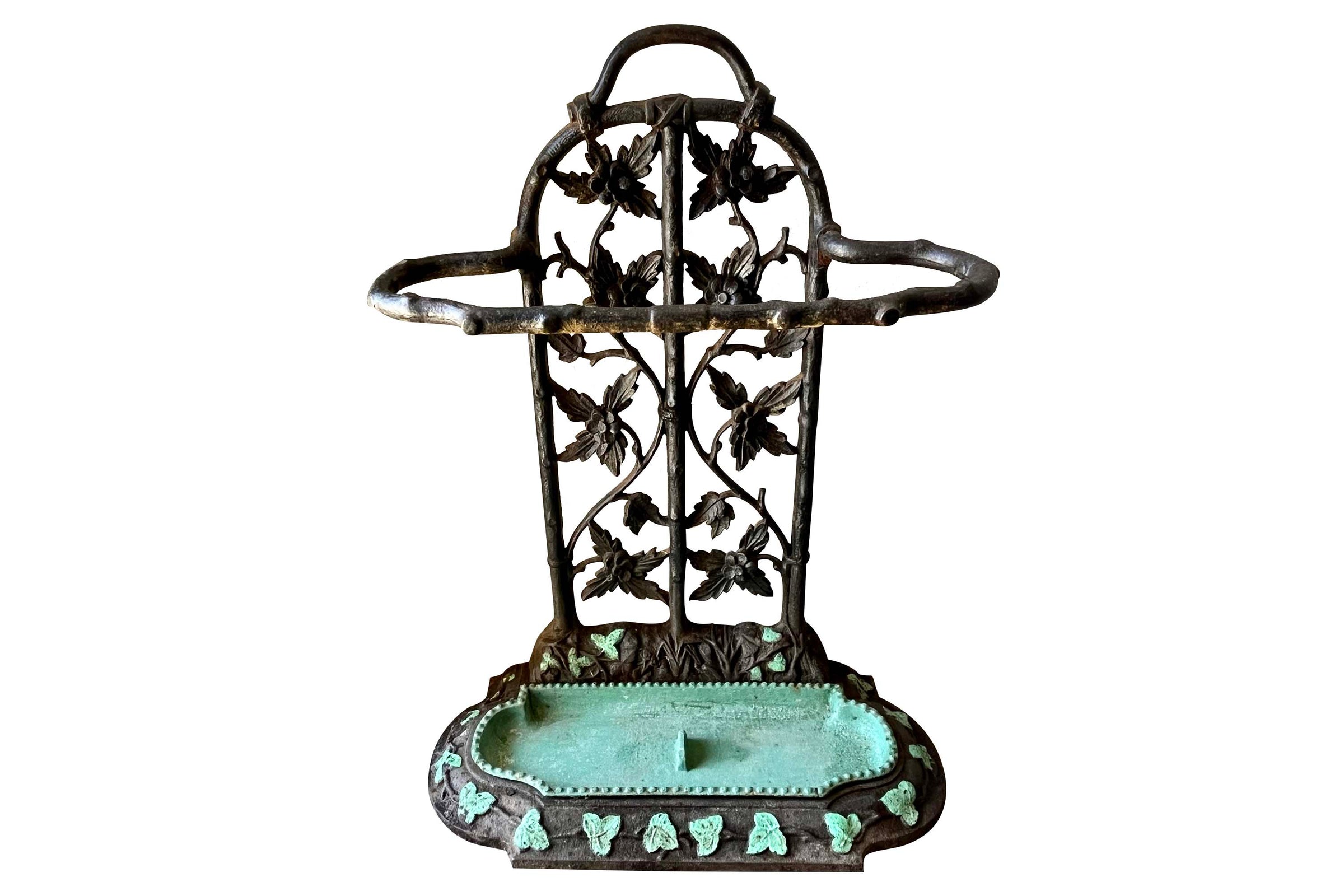 Early 20th Century French Art Nouveau Cast Iron Umbrella & Stick Stand