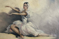 Mid-Century French Oil on Canvas Painting by 'Danseuse au Repos' by Cesar Vilot