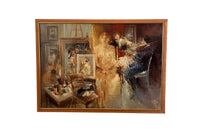 20th Century Oil on Canvas Painting 'Nude With Music' by M. Chemin