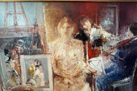 20th Century Oil on Canvas Painting 'Nude With Music' by M. Chemin