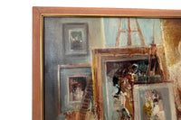 20th Century Oil on Canvas Painting 'Nude With Music' by M. Chemin
