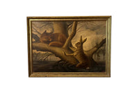 Late 19th Century Continental Oil on Canvas of a Fox & Hare, after Ludwig Beckmann