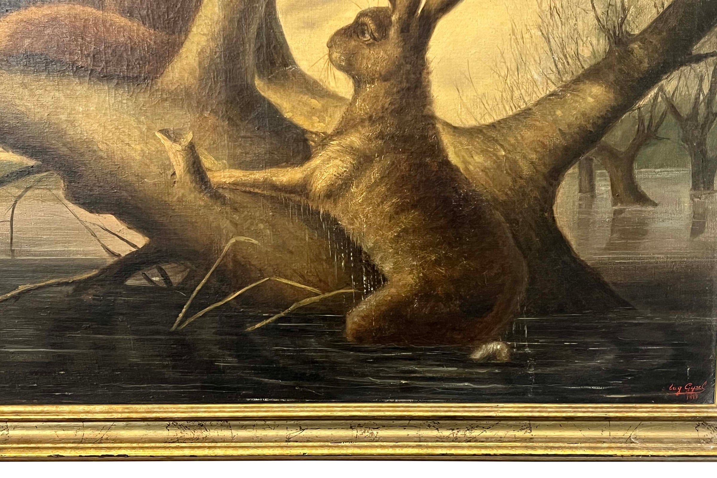 Late 19th Century Continental Oil on Canvas of a Fox & Hare, after Ludwig Beckmann