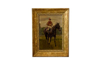Early 20th Century French School Oil on Panel Painting of a Jockey on Horseback