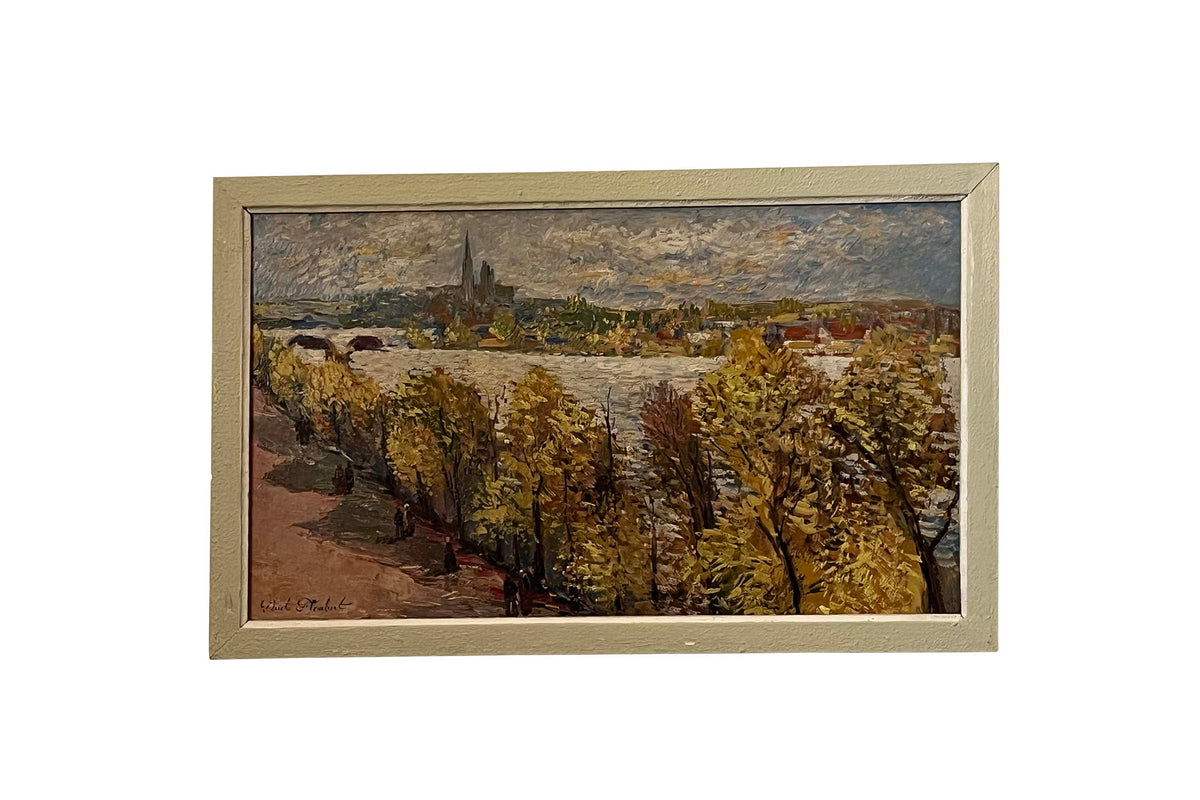 20th Century French Landscape Painting 'View of Avignon on the Rhône in Autumn' by Paul Flaubert