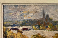 20th Century French Landscape Painting 'View of Avignon on the Rhône in Autumn' by Paul Flaubert