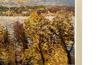 FRENCH LANDSCAPE PAINTING 'VIEW OF AVIGNON ON THE RHONE IN AUTUMN' BY PAUL FLAUBERT