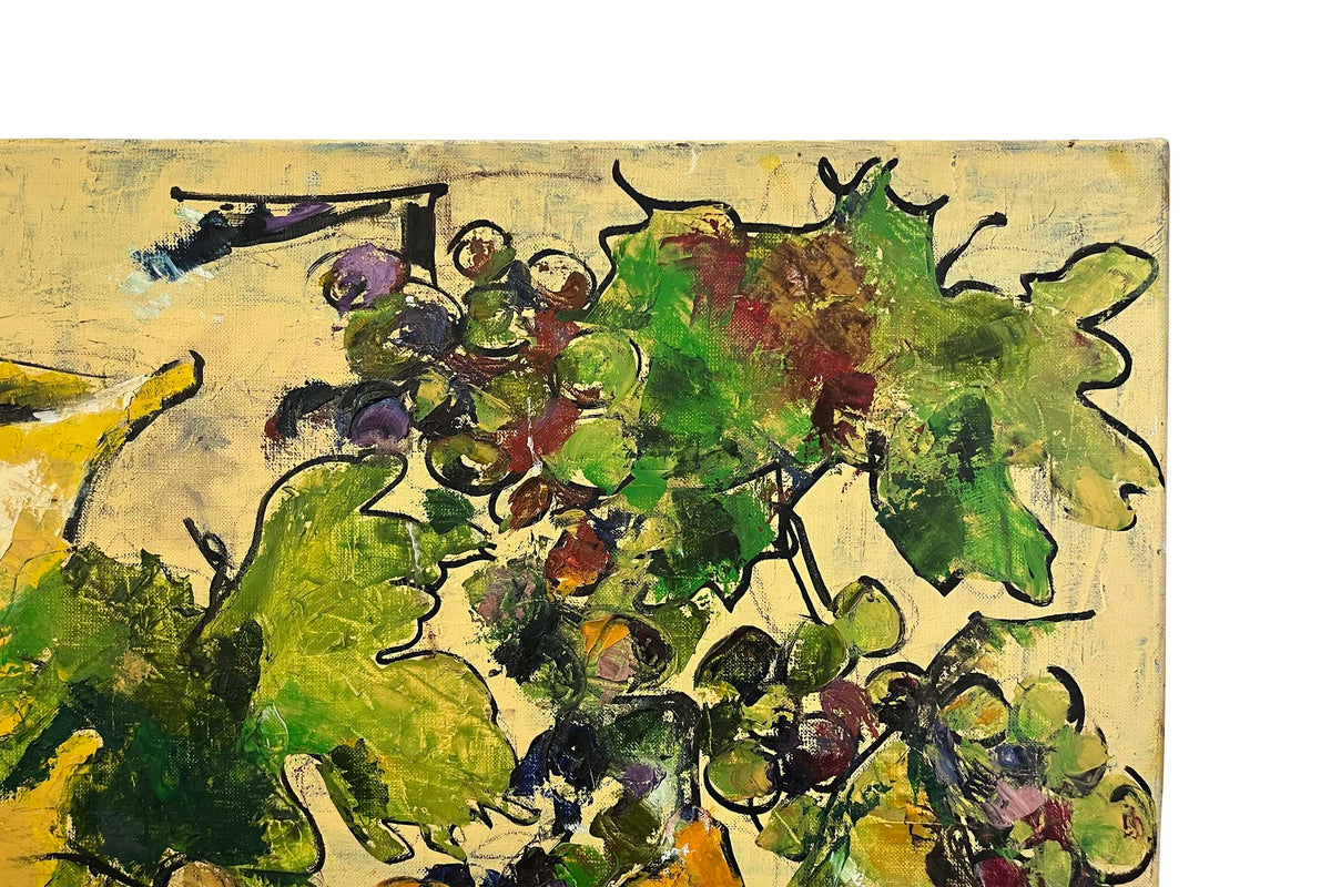 Contemporary French Still Life Painting 'Poires et Raisins' by Maryse Chardenas (1950–2020)