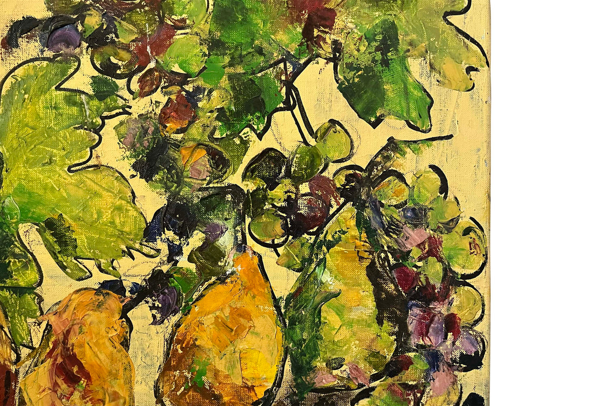 Contemporary French Still Life Painting 'Poires et Raisins' by Maryse Chardenas (1950–2020)