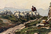20th Century French Oil on Panel Painting 'Shepherd and Flock in a Provençal Landscape' by Gustave Vidal (1895–1966)
