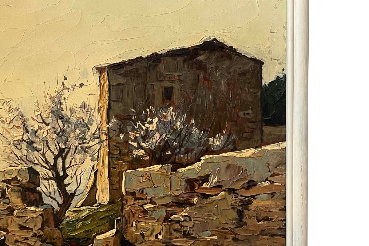 20th Century French Oil on Panel Painting 'Shepherd and Flock in a Provençal Landscape' by Gustave Vidal (1895–1966)