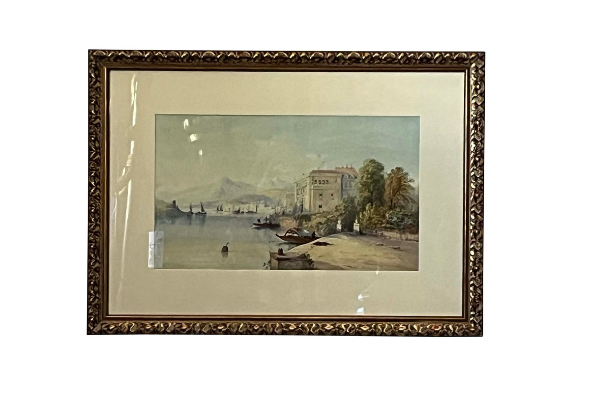 Early 20th Century Italian Watercolour Painting of Stresa Lake by Frank Catano ('E. St. John')