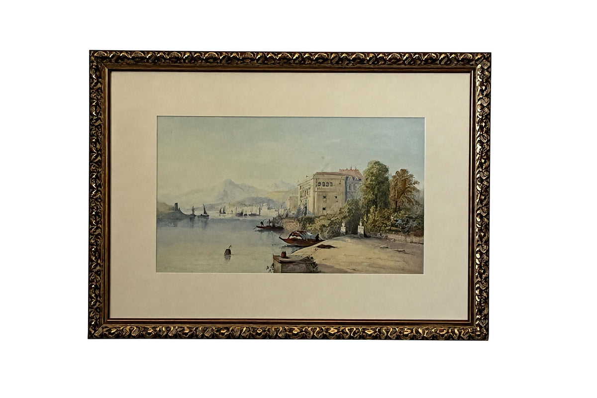 Early 20th Century Italian Watercolour Painting of Stresa Lake by Frank Catano ('E. St. John')