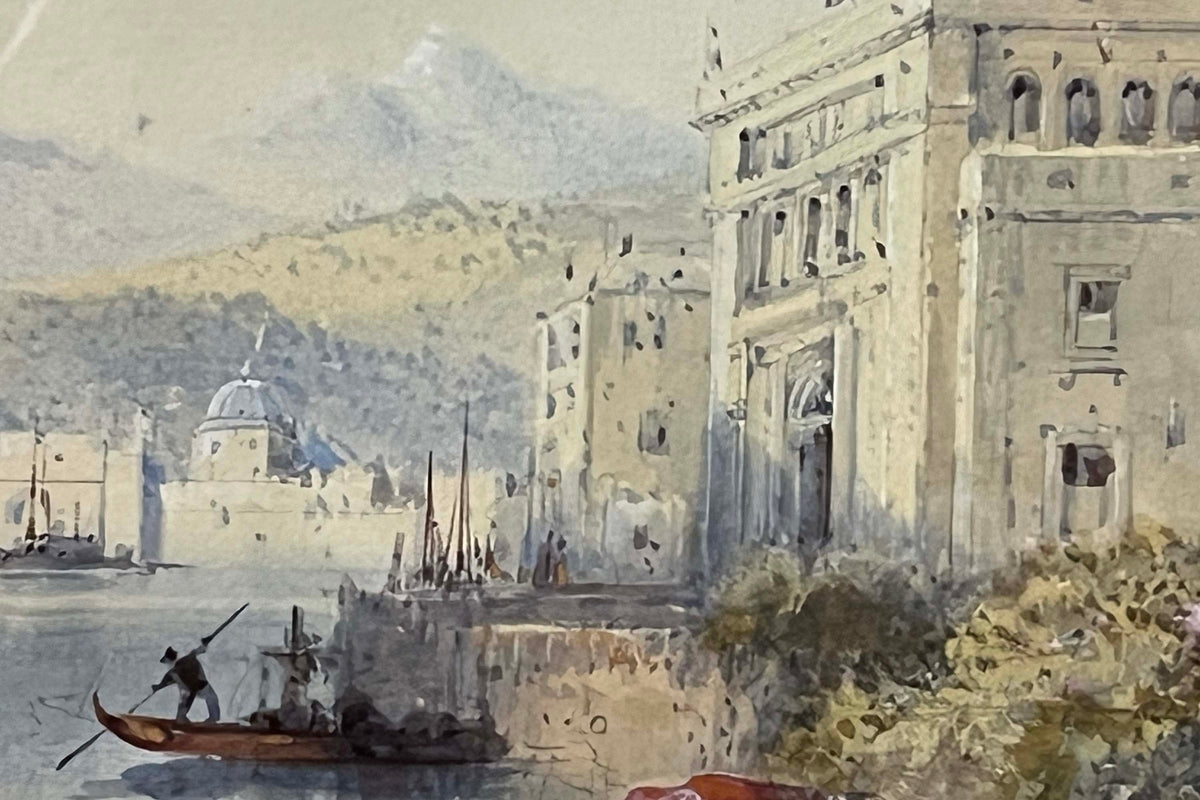 Early 20th Century Italian Watercolour Painting of Stresa Lake by Frank Catano ('E. St. John')