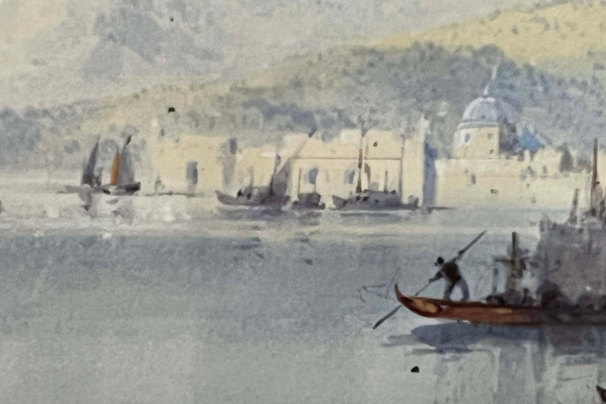 Early 20th Century Italian Watercolour Painting of Stresa Lake by Frank Catano ('E. St. John')