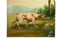 Large 20th Century Oil on Canvas Painting of an English Pointer Dog