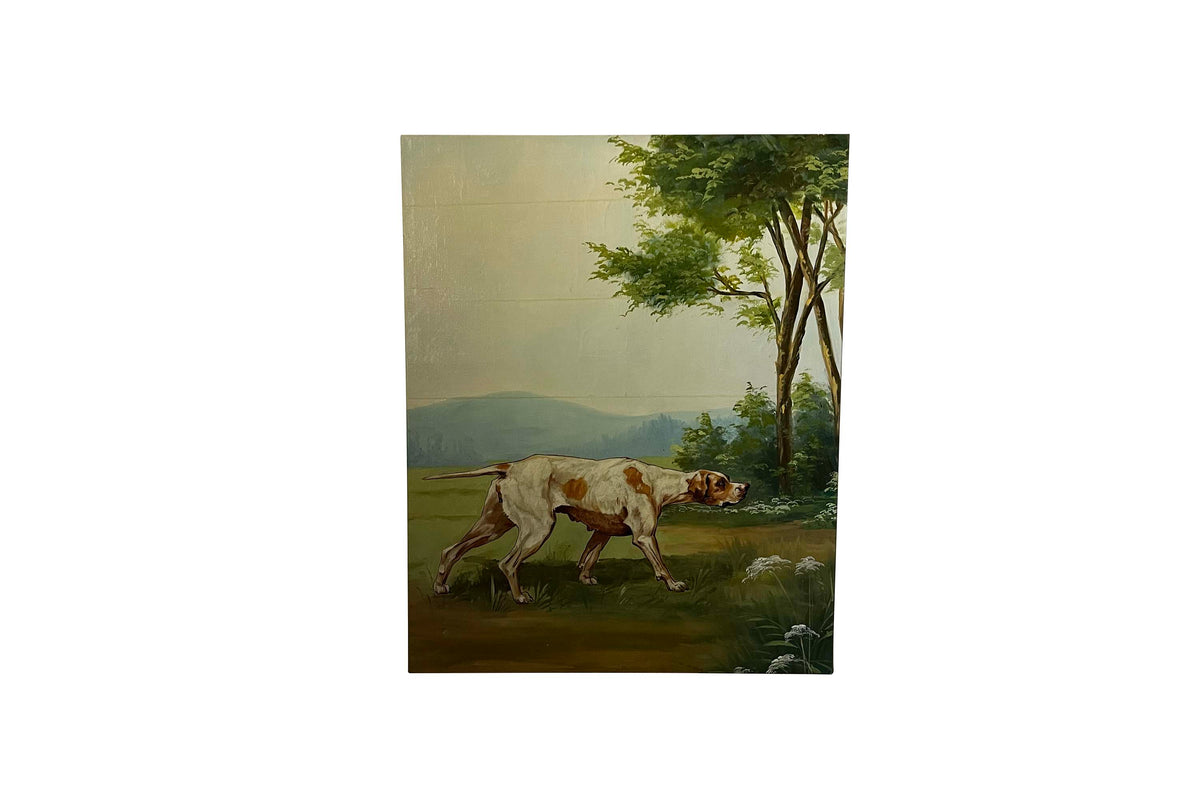 Large 20th Century Oil on Canvas Painting of an English Pointer Dog