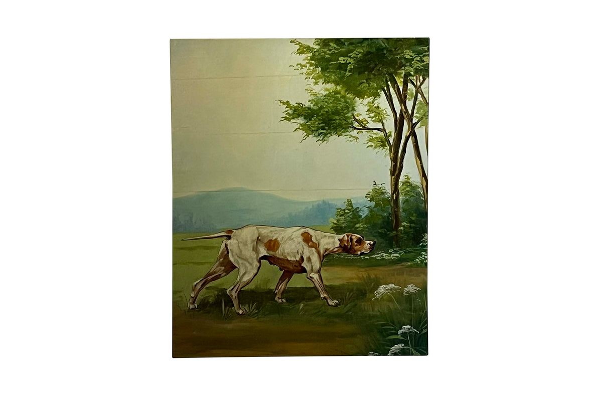 Large 20th Century Oil on Canvas Painting of an English Pointer Dog