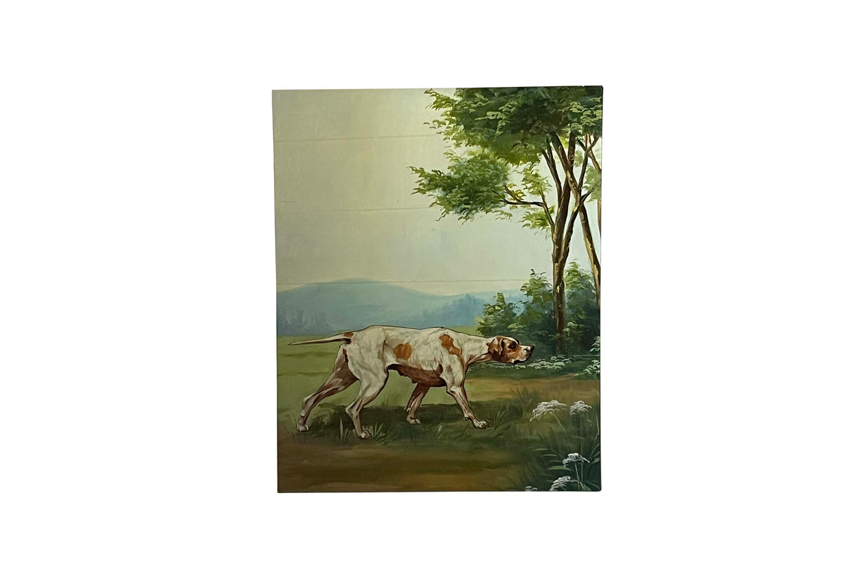 Large 20th Century Oil on Canvas Painting of an English Pointer Dog
