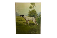 Large Mid-Century French Oil on Canvas Painting of an English Pointer Dog