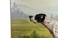Large Mid-Century French Oil on Canvas Painting of an English Pointer Dog