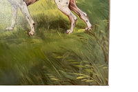 Large Mid-Century French Oil on Canvas Painting of an English Pointer Dog