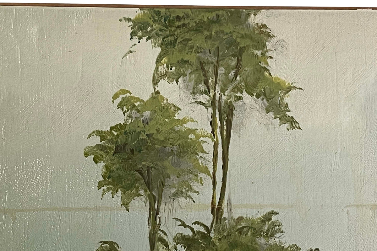 Large Mid-Century French Oil on Canvas Painting of an English Pointer Dog