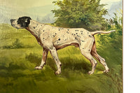 Large Mid-Century French Oil on Canvas Painting of an English Pointer Dog