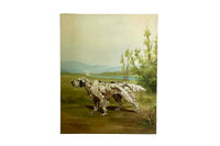 Large Mid-Century French Oil on Canvas Painting of an English Setter Dog