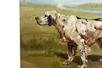 Large Mid-Century French Oil on Canvas Painting of an English Setter Dog