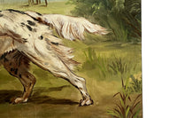 Large Mid-Century French Oil on Canvas Painting of an English Setter Dog