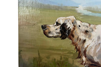 Large Mid-Century French Oil on Canvas Painting of an English Setter Dog