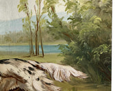 Large Mid-Century French Oil on Canvas Painting of an English Setter Dog