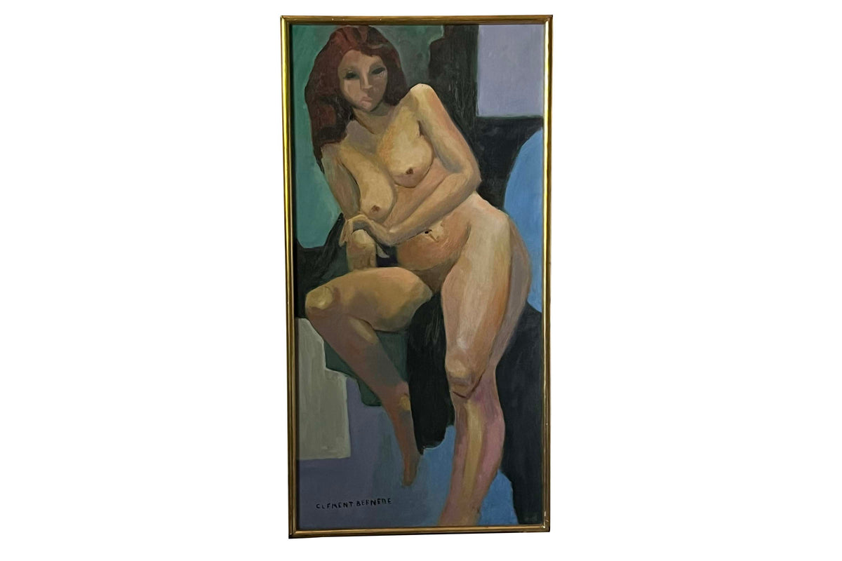 20th Century French Oil on Canvas Painting 'Seated Nude' by Paul Clément-Bernède