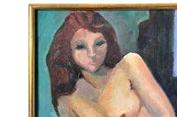 20th Century French Oil on Canvas Painting 'Seated Nude' by Paul Clément-Bernède