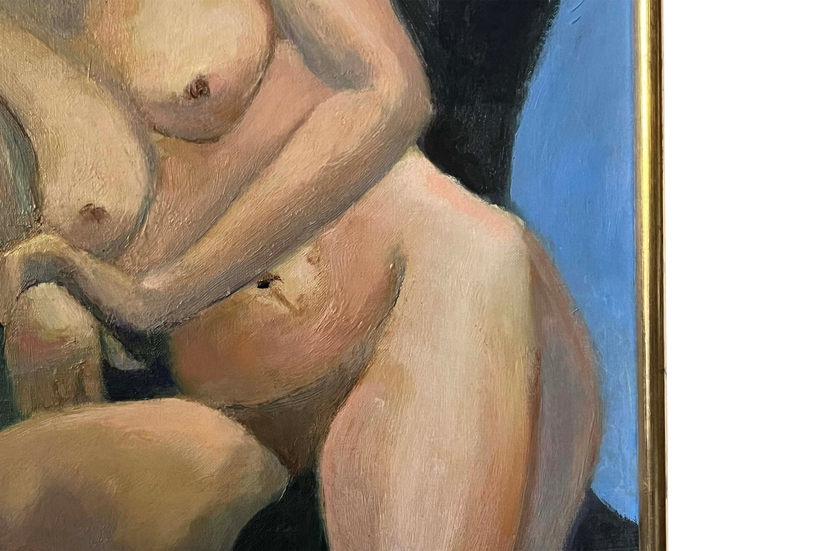 20th Century French Oil on Canvas Painting 'Seated Nude' by Paul Clément-Bernède