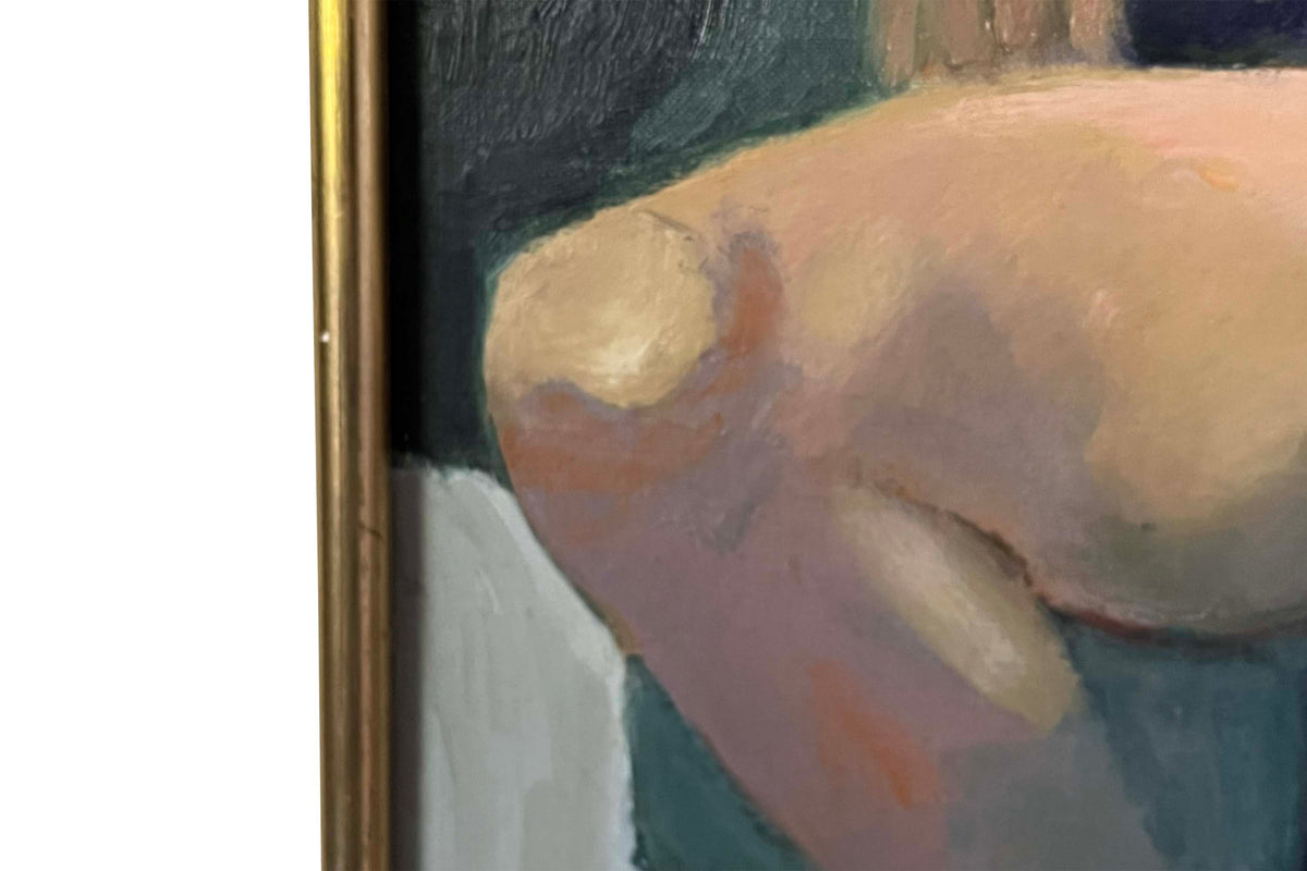 20th Century French Oil on Canvas Painting 'Seated Nude' by Paul Clément-Bernède