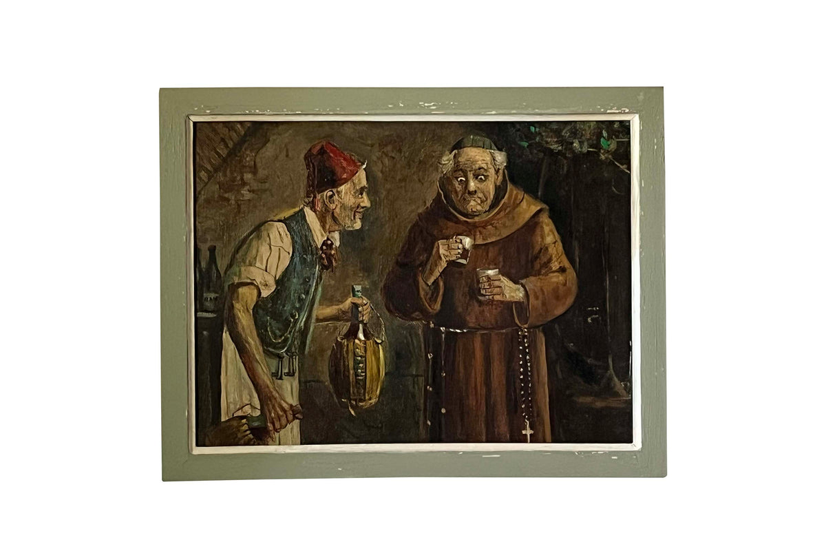 Mid-Century Italian School Oil on Canvas Painting 'The Wine Tasting'