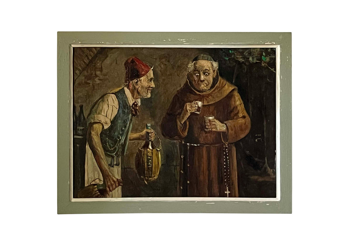 Mid-Century Italian School Oil on Canvas Painting 'The Wine Tasting'