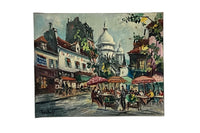 Mid-Century French Signed Oil on Canvas Painting 'Montmartre Café Scene', Paris