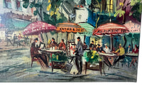 Mid-Century French Signed Oil on Canvas Painting 'Montmartre Café Scene', Paris