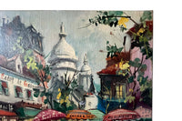 Mid-Century French Signed Oil on Canvas Painting 'Montmartre Café Scene', Paris