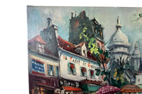 Mid-Century French Signed Oil on Canvas Painting 'Montmartre Café Scene', Paris