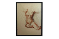 20TH CENTURY FRENCH MIXED MEDIA ON PAPER SEATED FEMALE NUDE STUDY