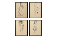 Set of Four Late 20th Century French School Modernist Female Nude Studies