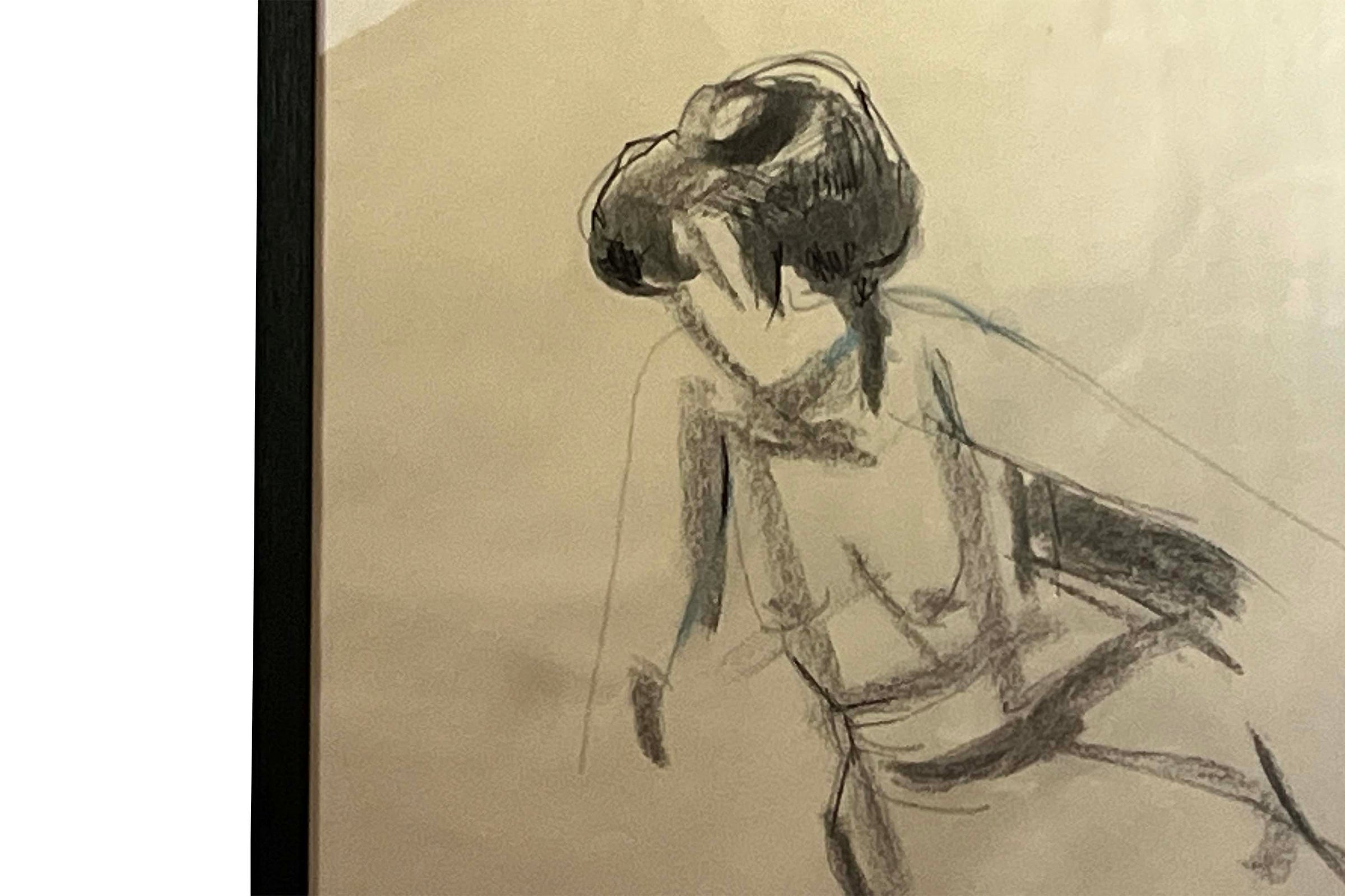 Set of Six Framed 20th Century French School Charcoal And Chalk Figure Studies