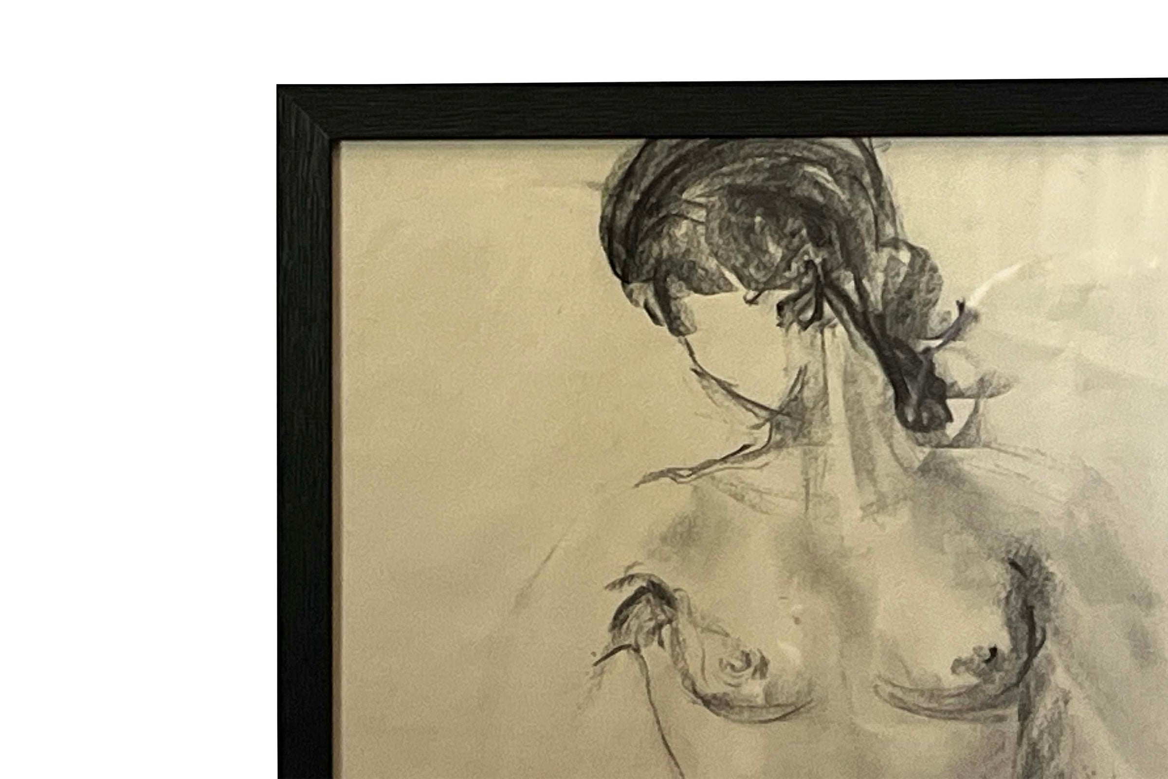 Set of Six Framed 20th Century French School Charcoal And Chalk Figure Studies