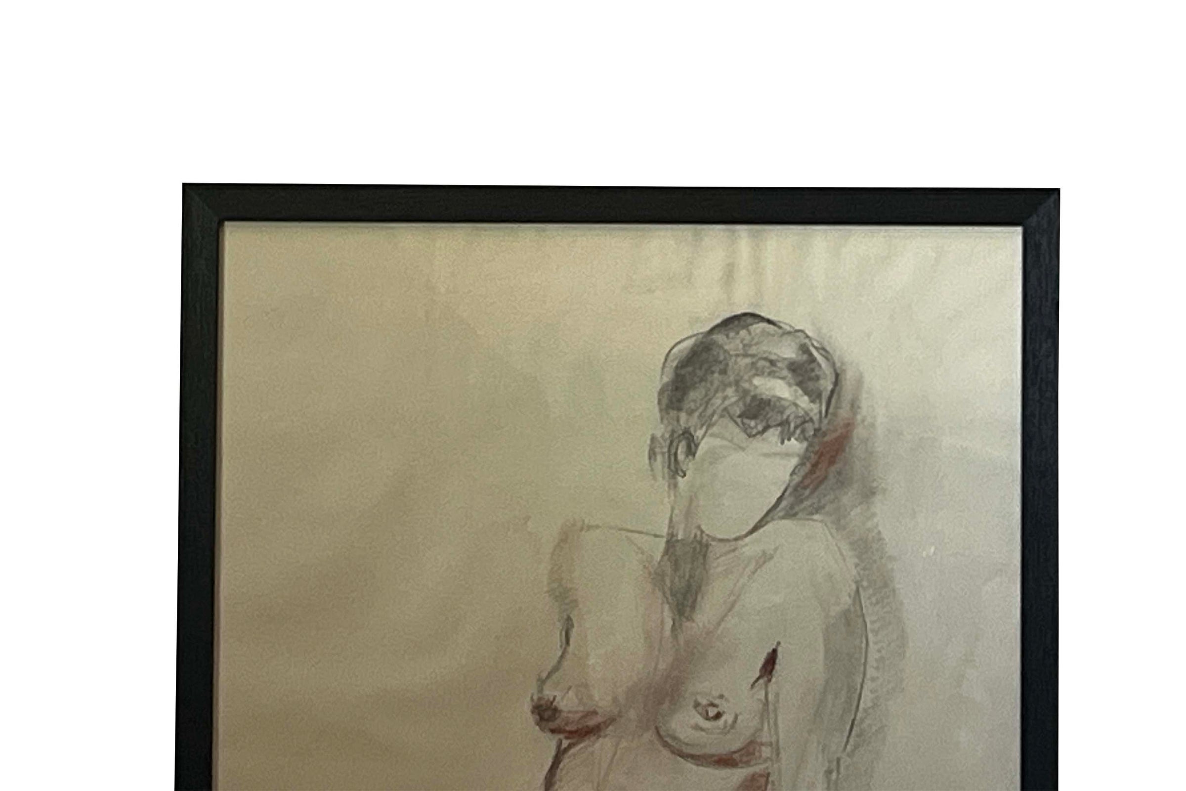 Set of Six Framed 20th Century French School Charcoal And Chalk Figure Studies