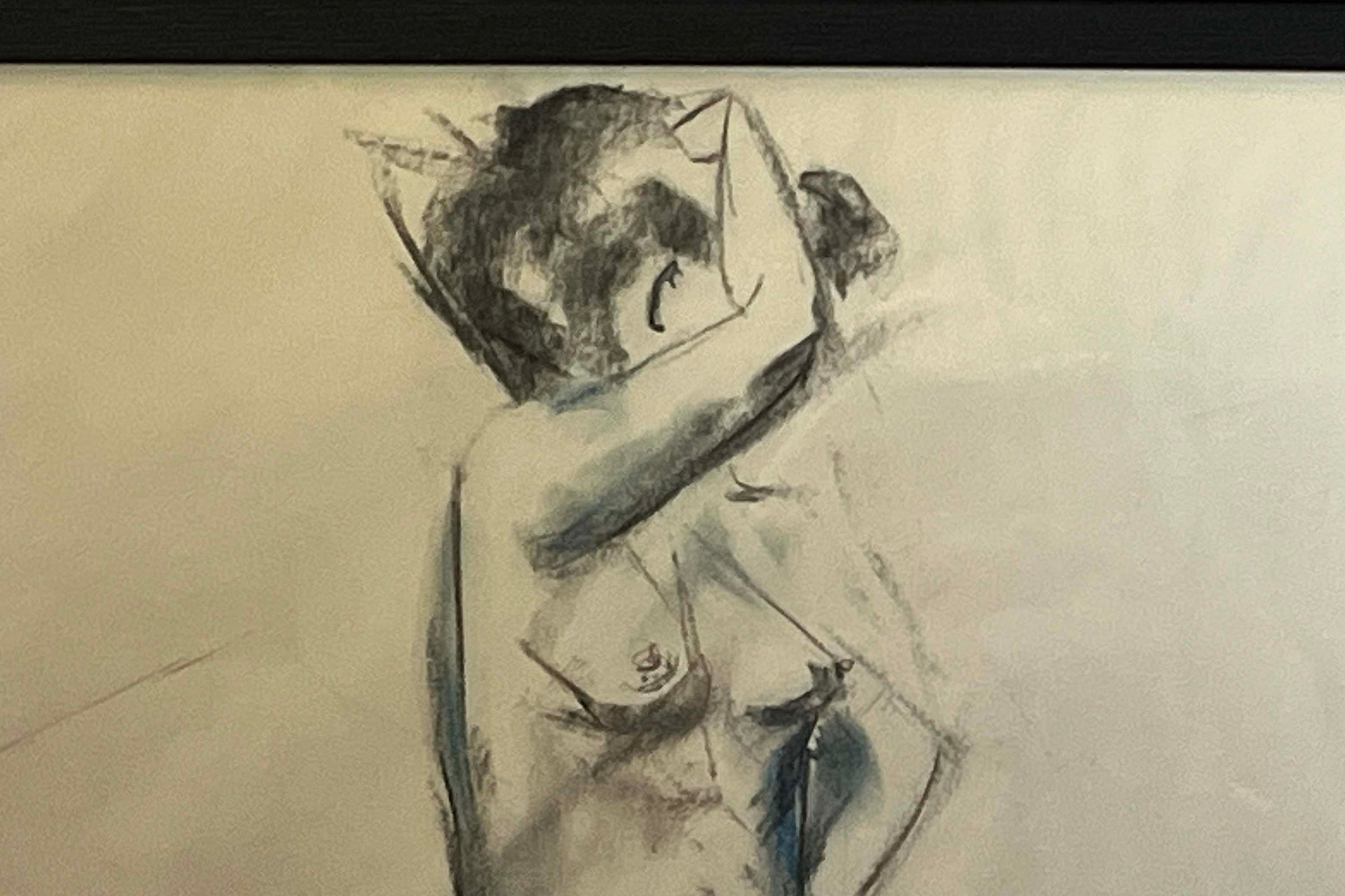 Set of Six Framed 20th Century French School Charcoal And Chalk Figure Studies