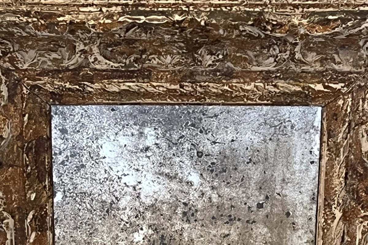 19TH CENTURY FRENCH FOXED MIRROR IN CARVED AND GILTWOOD FRAME